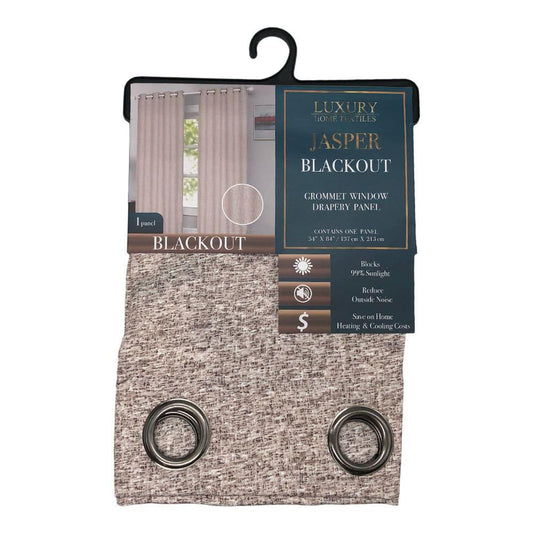 Cortina Luxury Home Jasper Blackout Con Aros de 54" x 84" - Beige Oscuro