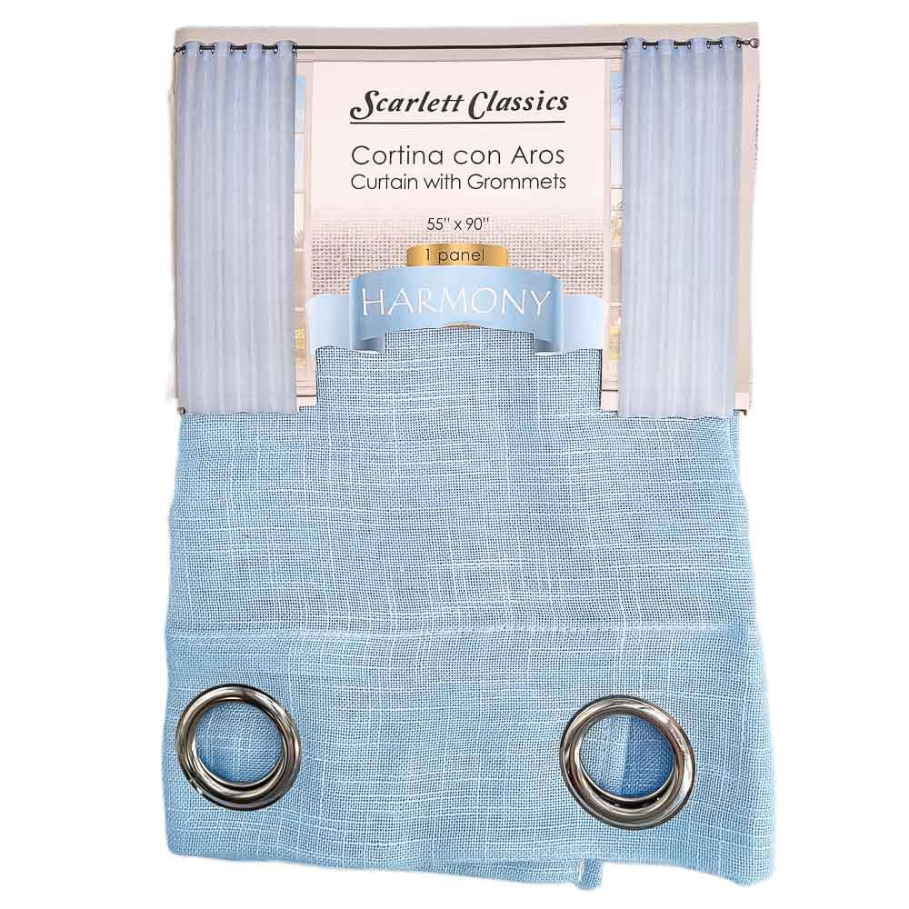 Cortina Scarlett Classics Harmony Con Aros 55" x 90" - Azul Claro