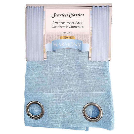 Cortina Scarlett Classics Harmony Con Aros 55" x 90" - Azul Claro