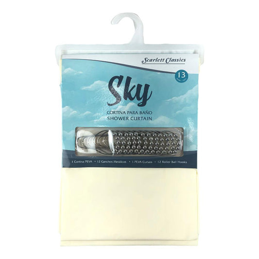 Cortina Para Baño Scarlett Classics Plástica Con Ganchos - Beige