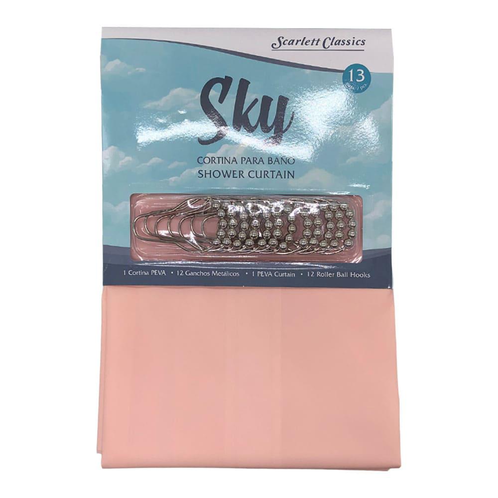 Cortina Para Baño Scarlett Classics Plástica Con Ganchos - Durazno