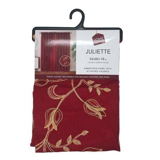 Cortina Juliette Home Elegance Rod Pocket Con Cenefa 54" x 90" - Rojo Oscuro