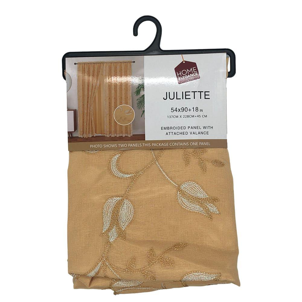 Cortina Juliette Home Elegance Rod Pocket Con Cenefa 54" x 90" - Dorado