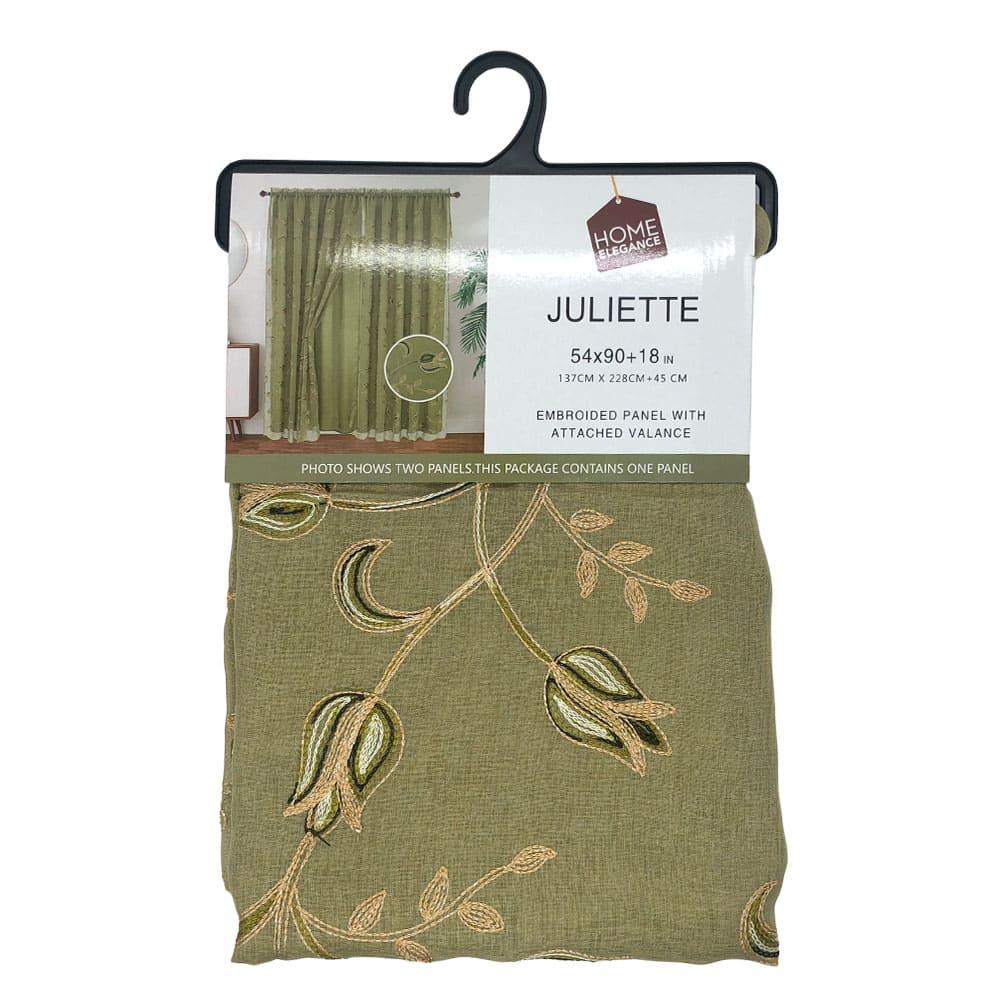 Cortina Juliette Home Elegance Rod Pocket Con Cenefa 54" x 90" - Verde Oliva