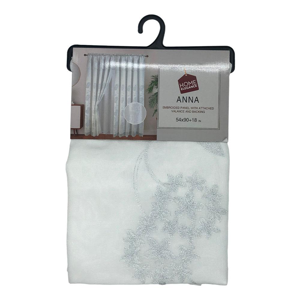 Cortina Anna Home Elegance Rod Pocket Con Cenefa 54" x 90" - Blanco