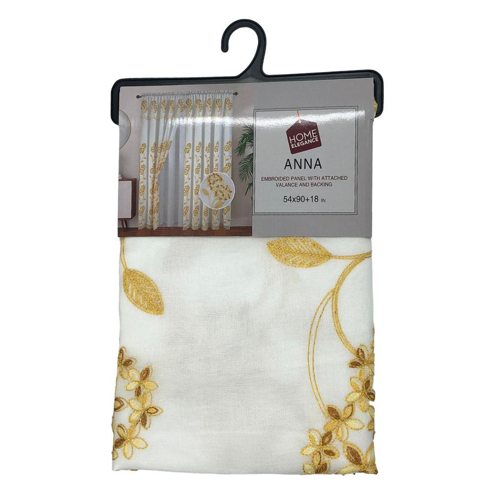 Cortina Anna Home Elegance Rod Pocket Con Cenefa 54" x 90" - Amarillo