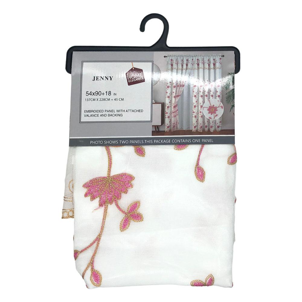 Cortina Jenny Home Elegance Rod Pocket Con Cenefa 54" x 90" - Rosa