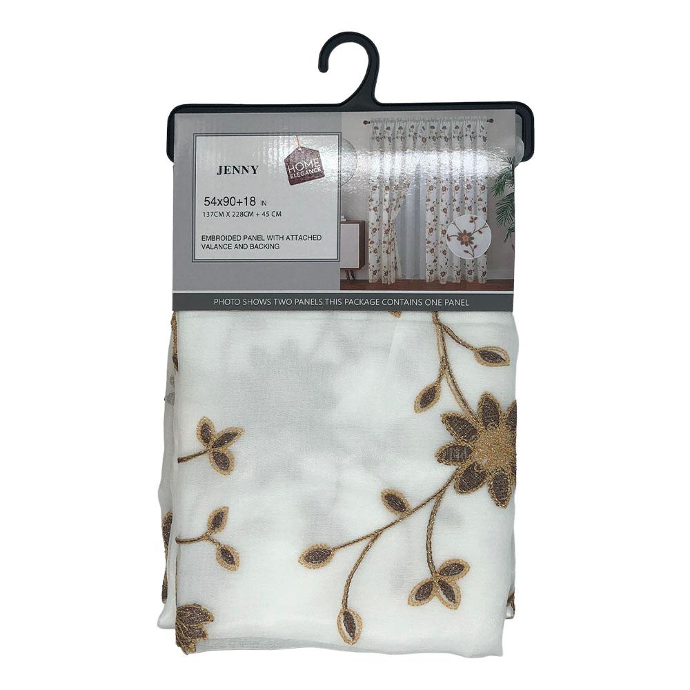 Cortina Jenny Home Elegance Rod Pocket Con Cenefa 54" x 90" - Chocolate