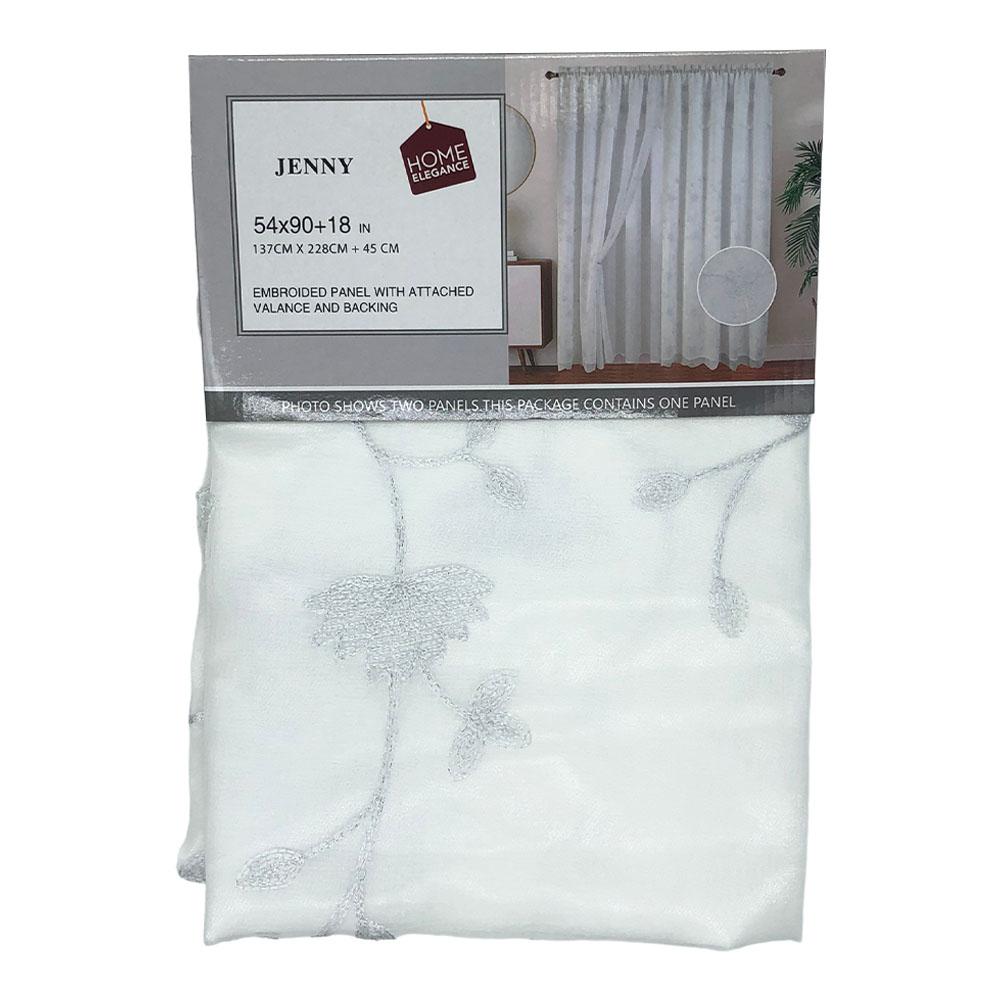 Cortina Jenny Home Elegance Rod Pocket Con Cenefa 54" x 90" - Blanco