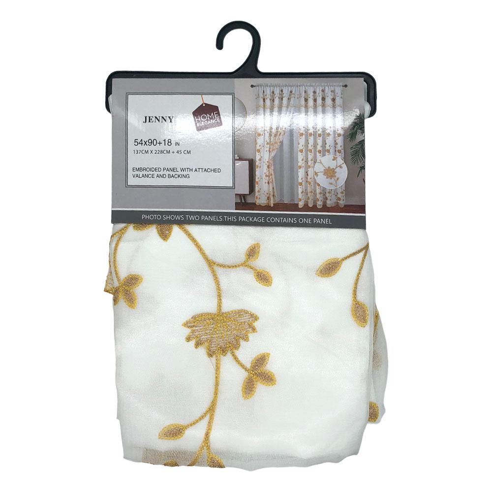 Cortina Jenny Home Elegance Rod Pocket Con Cenefa 54" x 90" - Dorado