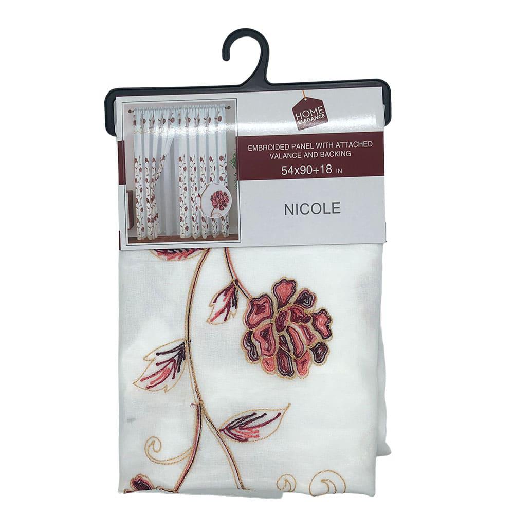 Cortina Nicole Home Elegance Con Cenefa 54" x 90" - Rojo Oscuro