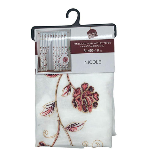 Cortina Nicole Home Elegance Con Cenefa 54" x 90" - Rojo Oscuro