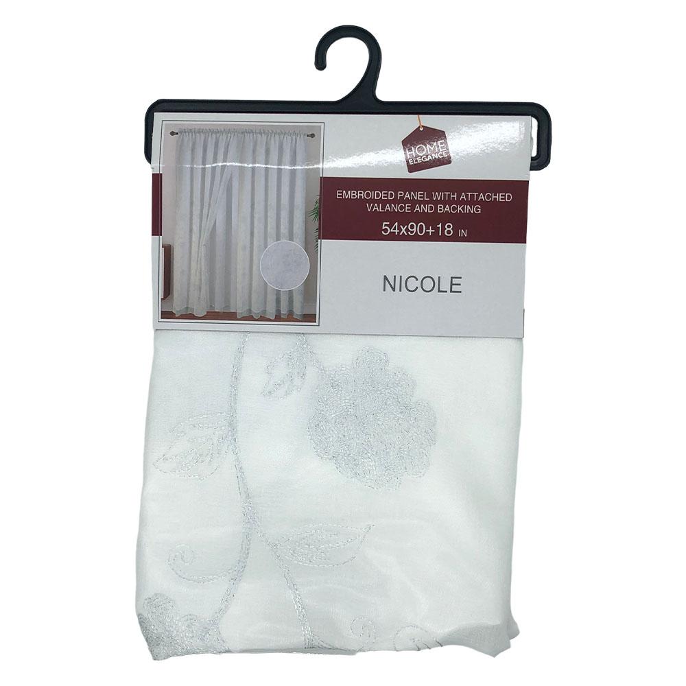 Cortina Nicole Home Elegance Con Cenefa 54" x 90" - Blanco