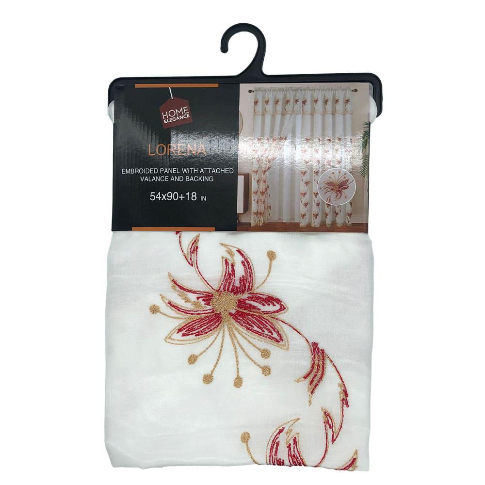 Cortina Lorena Home Elegance Con Cenefa 54" x 90" - Rojo