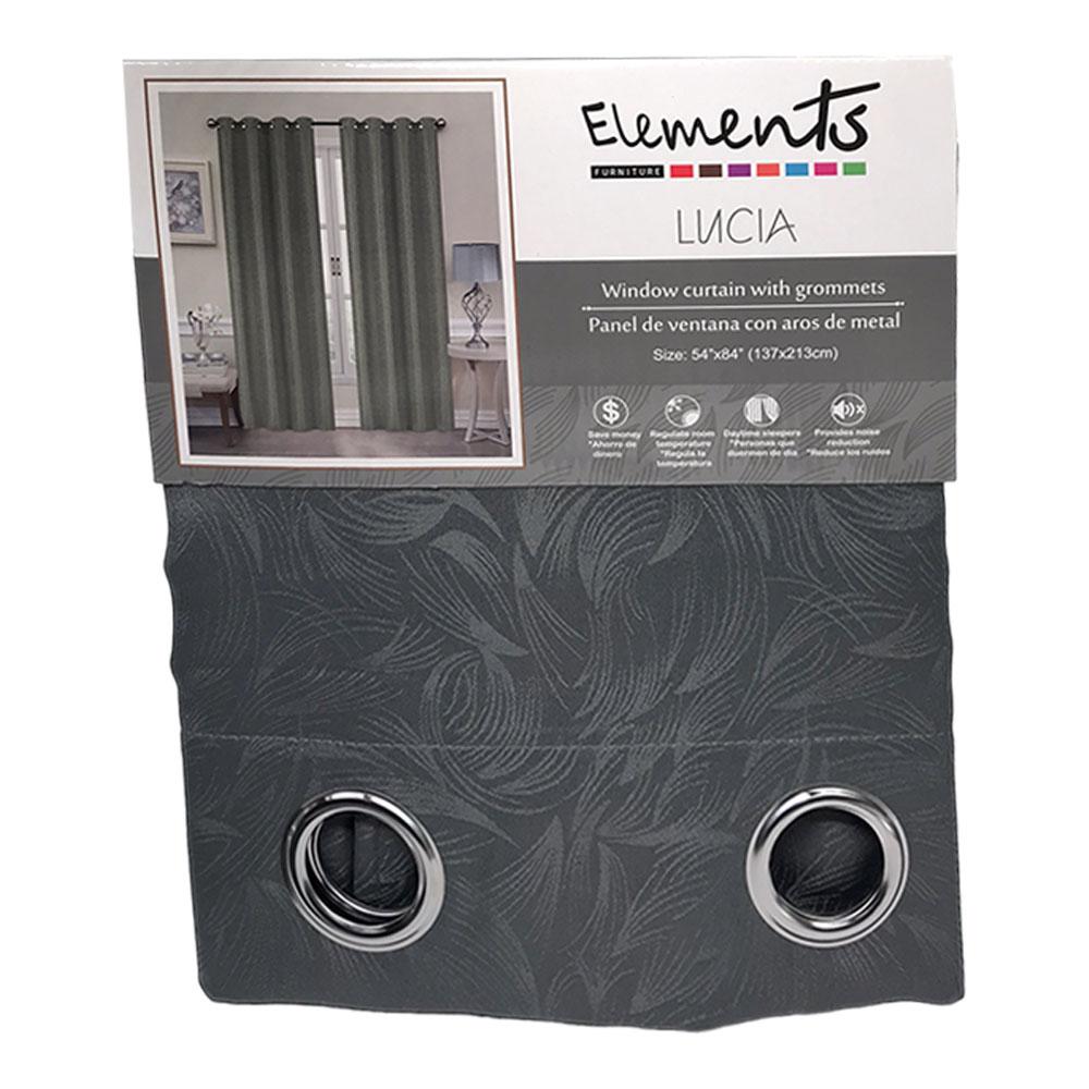 Cortina Elements Furniture Lucia Con Aros 54" x 84" - Gris Oscuro