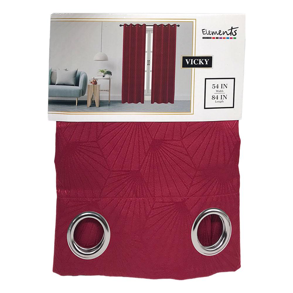 Cortina Elements Furniture Vicky Con Aros 54" x 84" - Rojo Oscuro