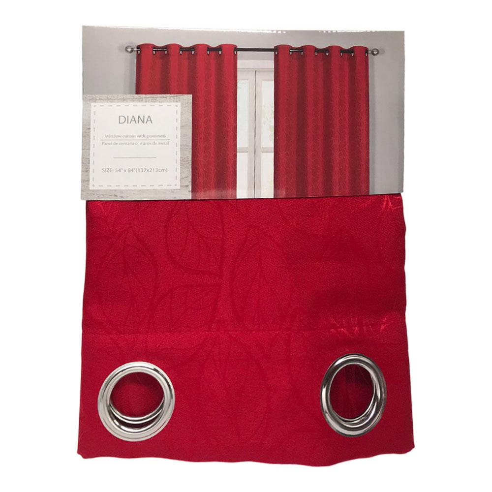 Cortina Diana Elements Furniture Con Aros 54" x 84" - Rojo