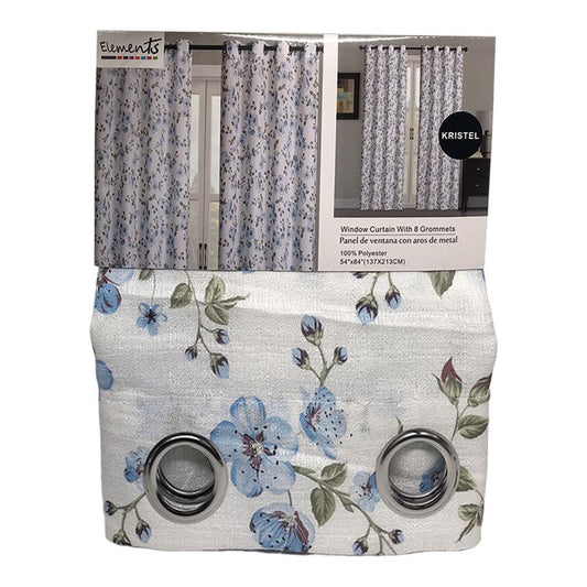 Cortina Elements Furniture Kristel Con Aros 54" x 84" - Azul Claro