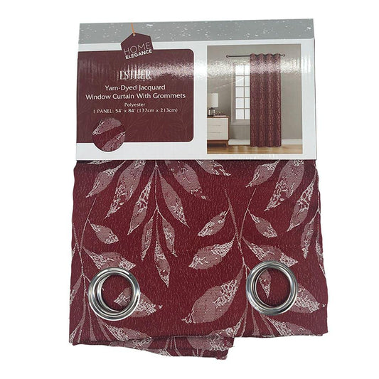 Cortina Esther Home Elegance Con Aros 54" x 84" - Rojo Oscuro