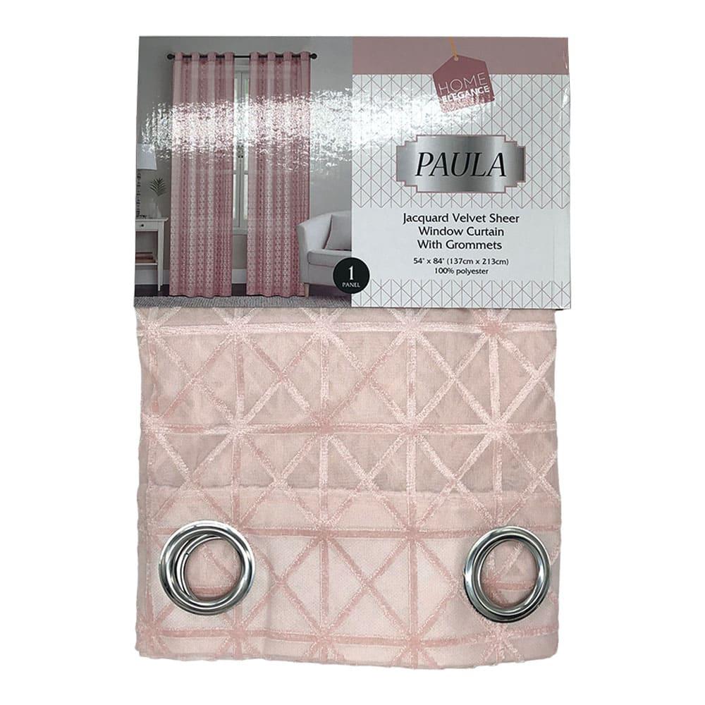 Cortina Paula Home Elegance Con Aros 54" x 84" - Rosa Claro