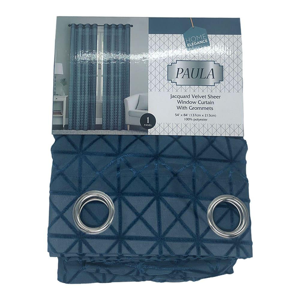 Cortina Paula Home Elegance Con Aros 54" x 84" - Azul Marino