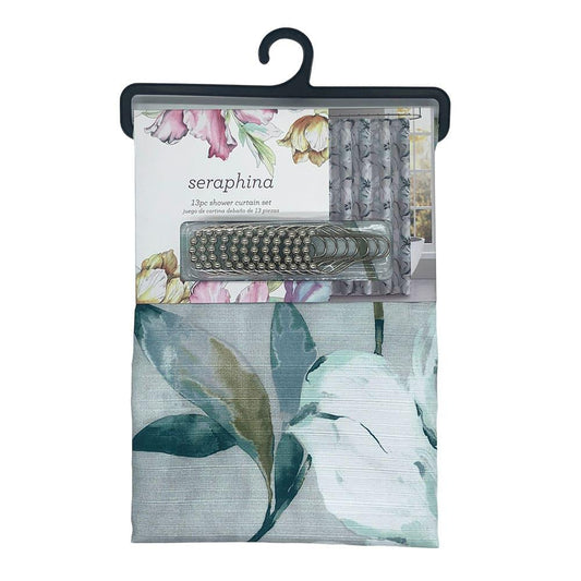Cortina Para Baño Victoria Classics Seraphina de Tela 13 Piezas - Aguamarina