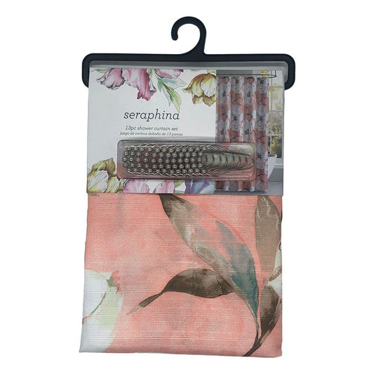 Cortina Para Baño Victoria Classics Seraphina de Tela 13 Piezas - Coral