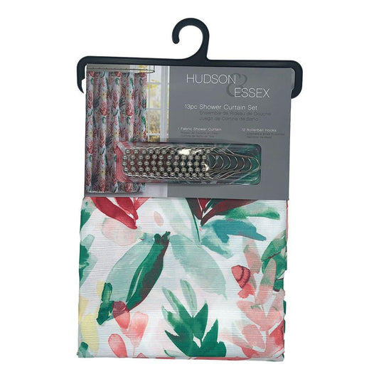 Cortina Para Baño Victoria Classics Tropicana de Tela 13 Piezas - Rojo