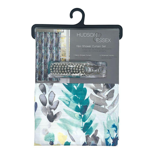 Cortina Para Baño Victoria Classics Tropicana de Tela 13 Piezas - Aguamarina Oscuro