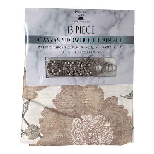 Cortina Para Baño Home Elegance Caroline de Tela 13 Piezas