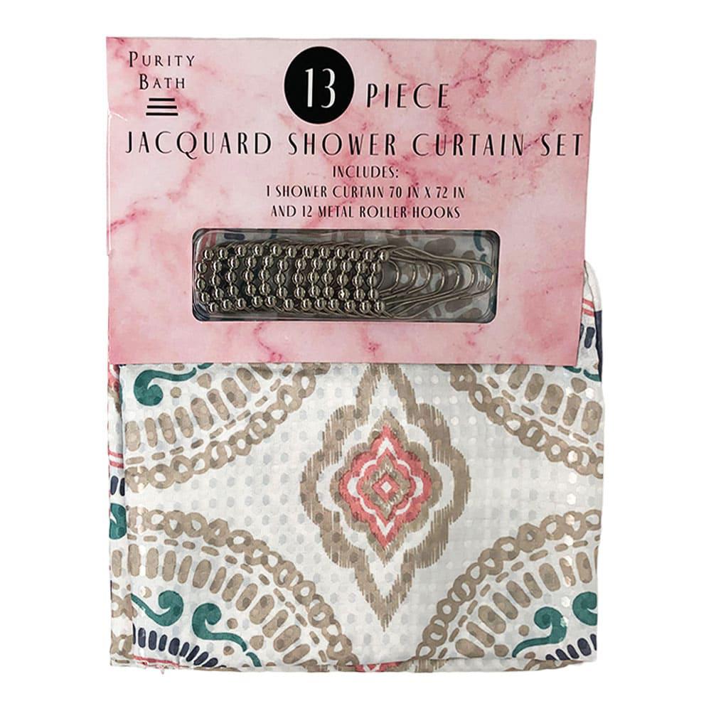 Cortina Para Baño Home Elegance Wynter de Tela 13 Piezas