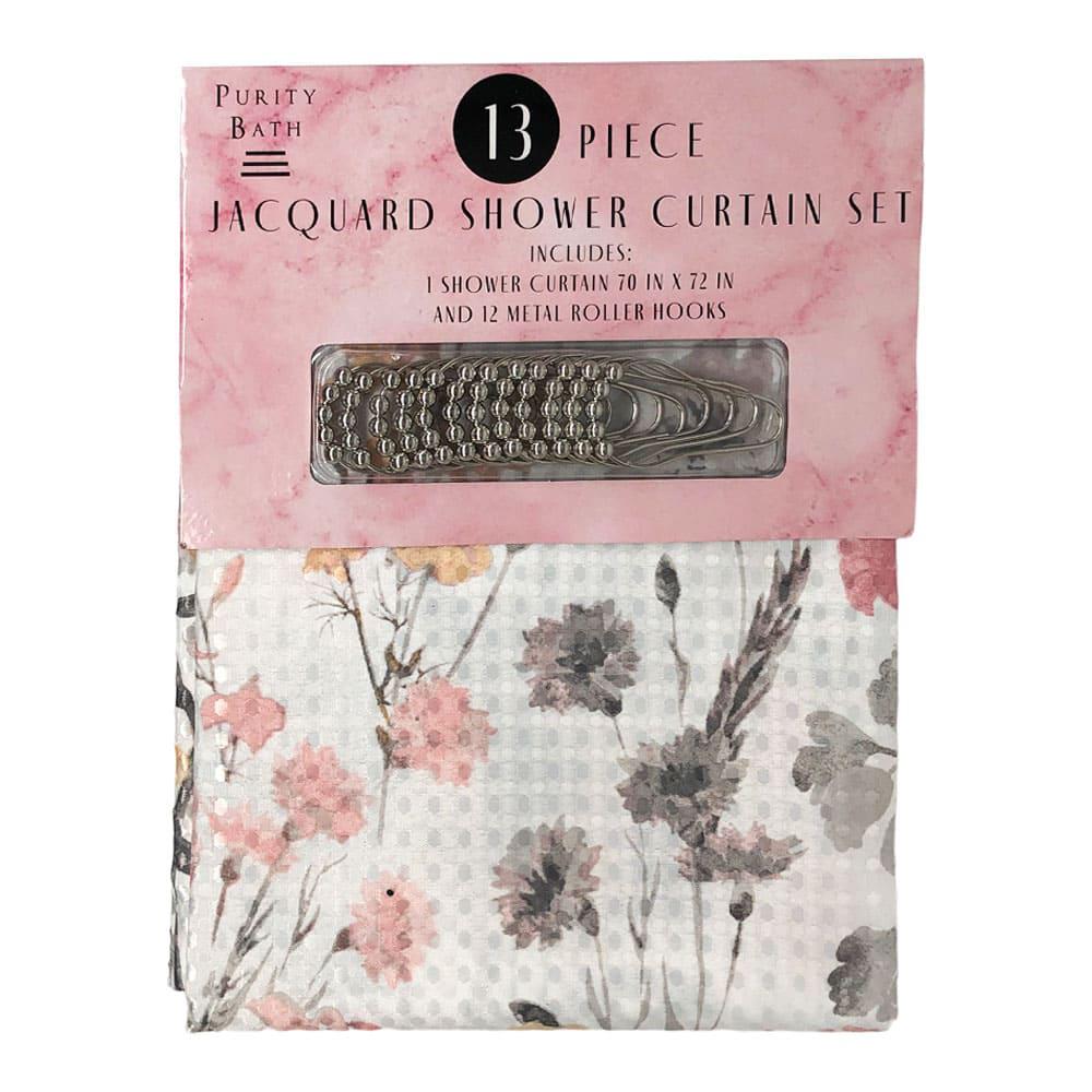 Cortina Para Baño Home Elegance Luella de Tela 13 Piezas