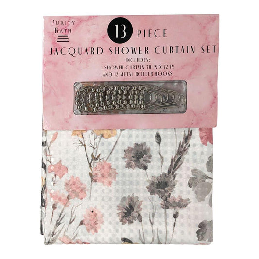 Cortina Para Baño Home Elegance Luella de Tela 13 Piezas