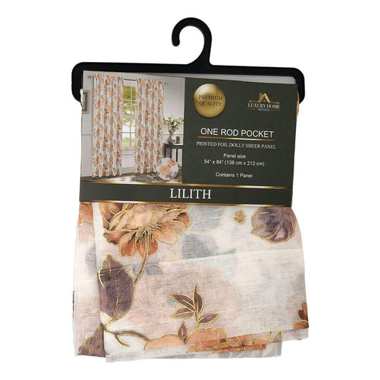 Cortina Lilith Luxury Con Rod Pocket Pocket 54" x 84" - Naranja Claro