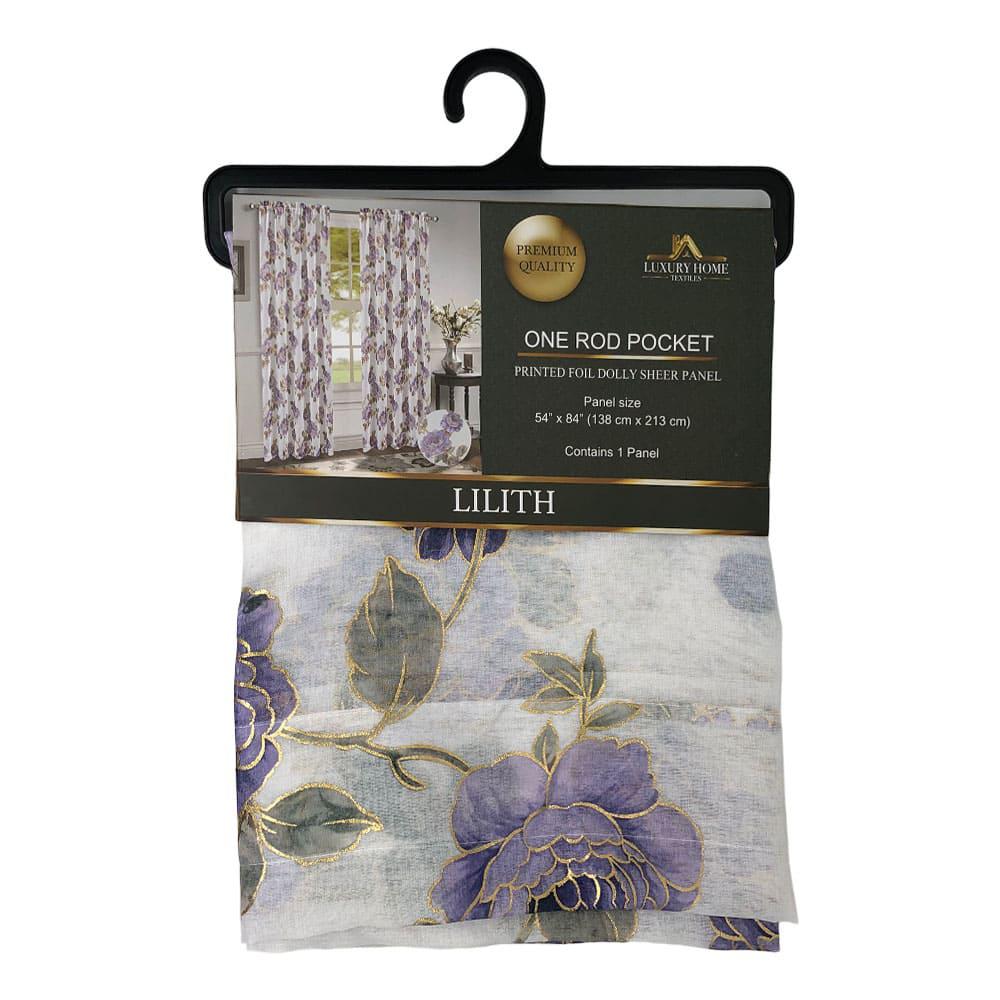 Cortina Lilith Luxury Con Rod Pocket Pocket 54" x 84" - Morado Oscuro