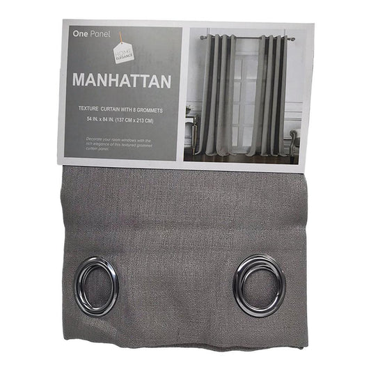 Cortina Manhattan Home Elegance Con Aros 54" X 84" - Gris