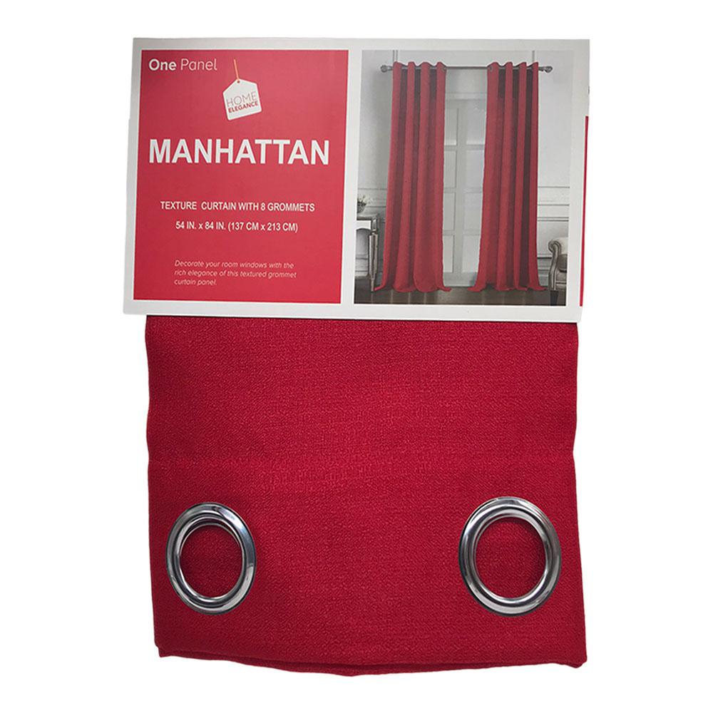 Cortina Manhattan Home Elegance Con Aros 54" X 84" - Rojo