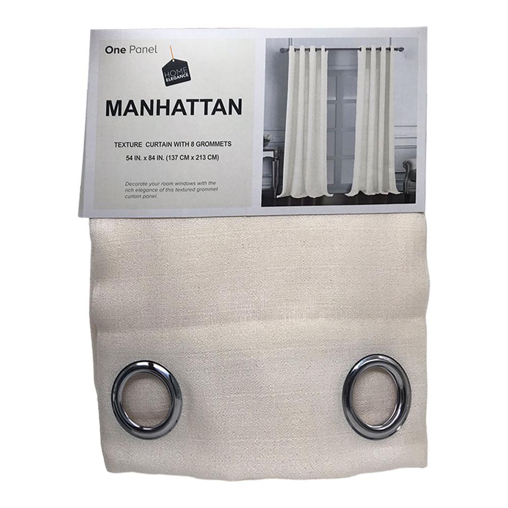 Cortina Manhattan Home Elegance Con Aros 54" X 84" - Blanco