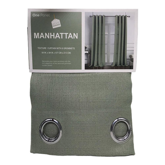 Cortina Manhattan Home Elegance Con Aros 54" X 84" - Verde Claro