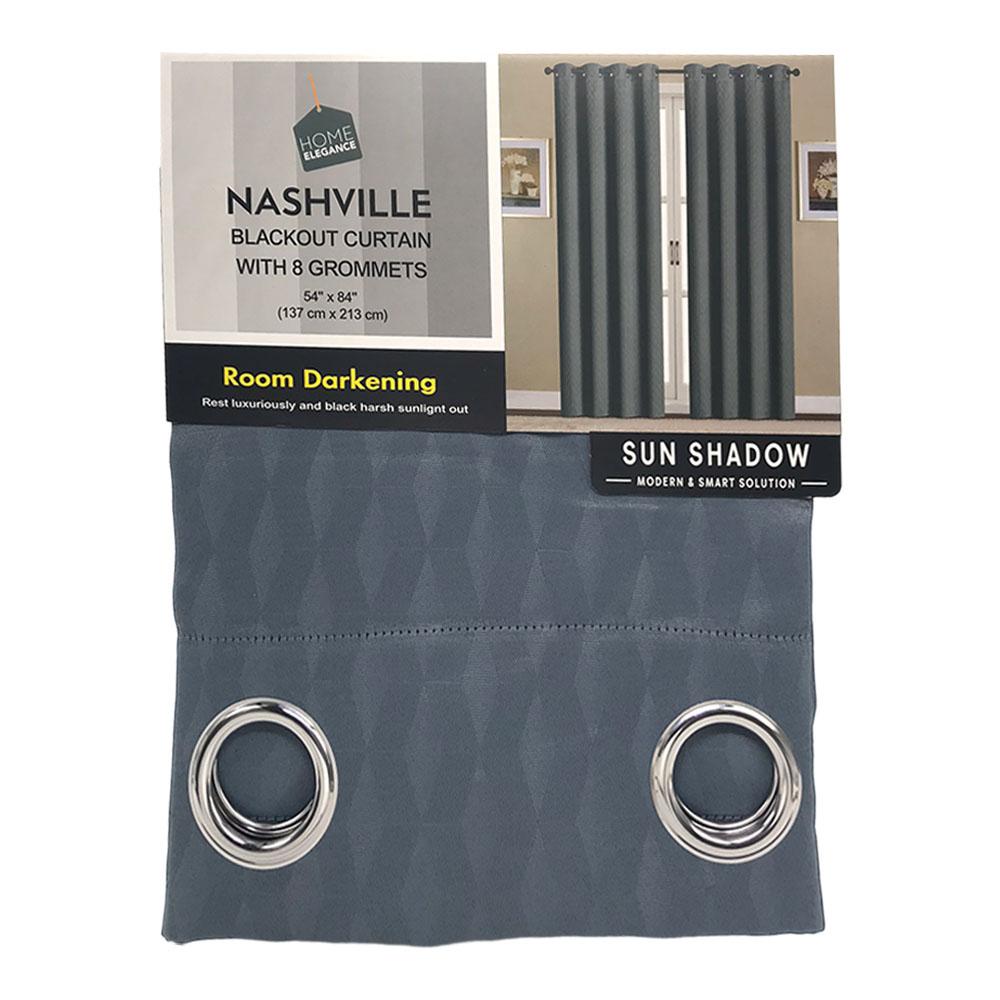 Cortina Nashville Home Elegance Blackout 54"X84" Con Aros - Gris