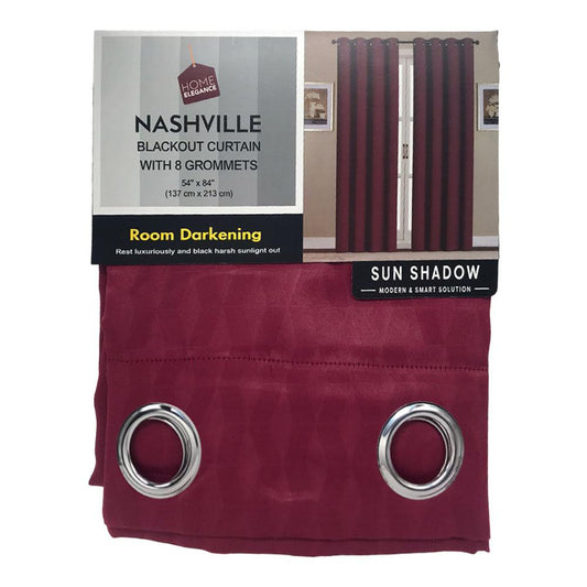 Cortina Nashville Home Elegance Blackout 54"X84" Con Aros - Rojo Vino