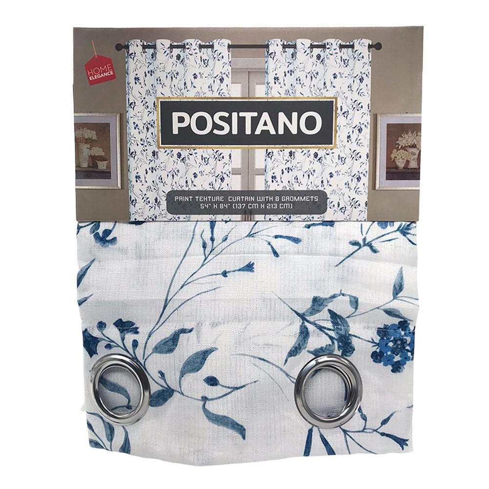 Cortina Positano Home Elegance Con Aros 54"X84" - Azul