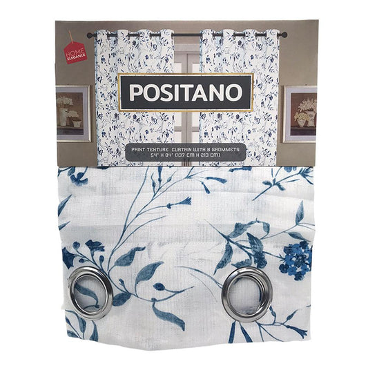 Cortina Positano Home Elegance Con Aros 54"X84" - Azul