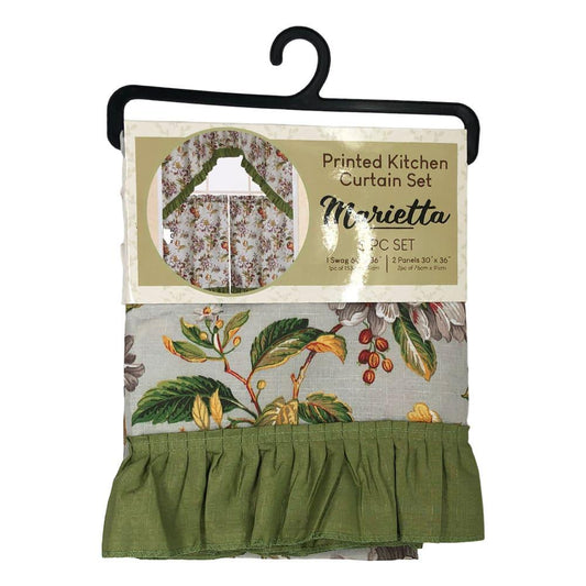 Cortina Para Cocina Kashi Home Marietta Estampada 3 Piezas
