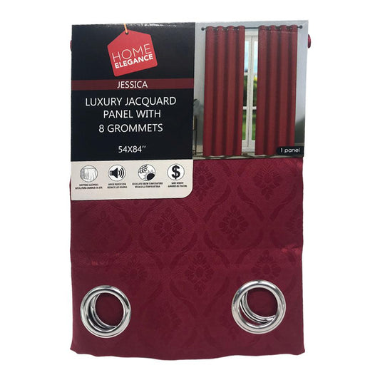 Cortina Jessica Home Elegance 54"X84" Con Aros - Rojo Vino