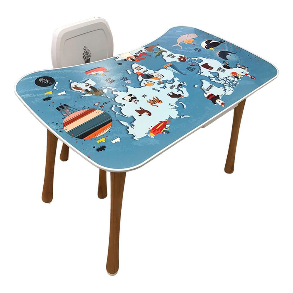 Mesa Plástica Baran Solutions Inf C/Silla Wht World Map
