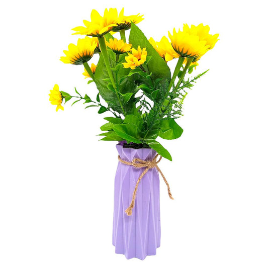 Pote Decorativo Con Flores Home Elegance 14'' x 3'' - Surtido