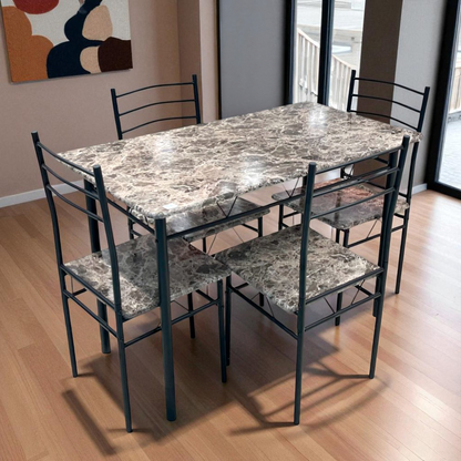 Comedor MDF 4 Puestos Marble Black Elements Furniture