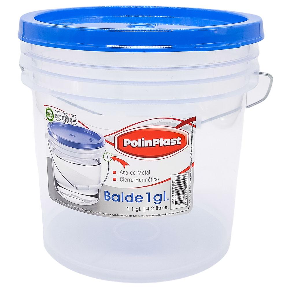 Cubo Plástico Transparente Polinplast Con Tapa - Surtido