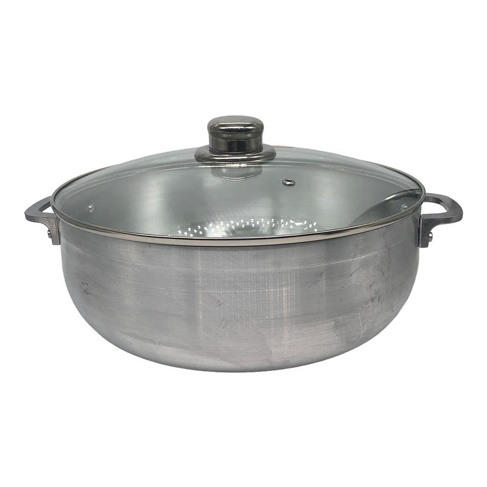 Olla de Aluminio Lotus Con Tapa de Vidrio 30 cm